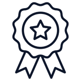 Award with star and ribbon.